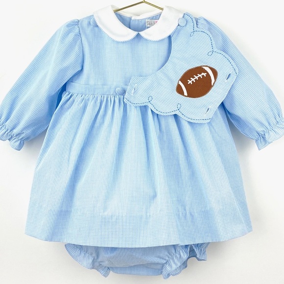 Petit Ami Other - Petit Ami Football Applique Dress with Removeable Bib and Matching Bloomers NWT